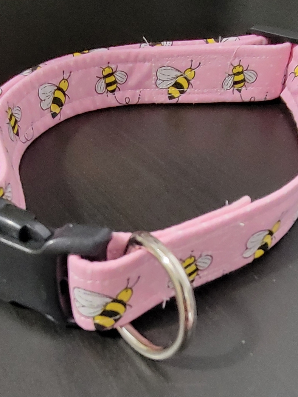 Pink Bee Print Dog Collar